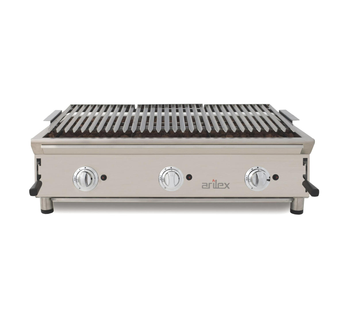 BARBACOA A GAS 100cm PIEDRA VOLCÁNICA CON PARRILLA INOXIDABLE REGULABLE EN 3 ALTURAS LÍNEA 600 200BAR