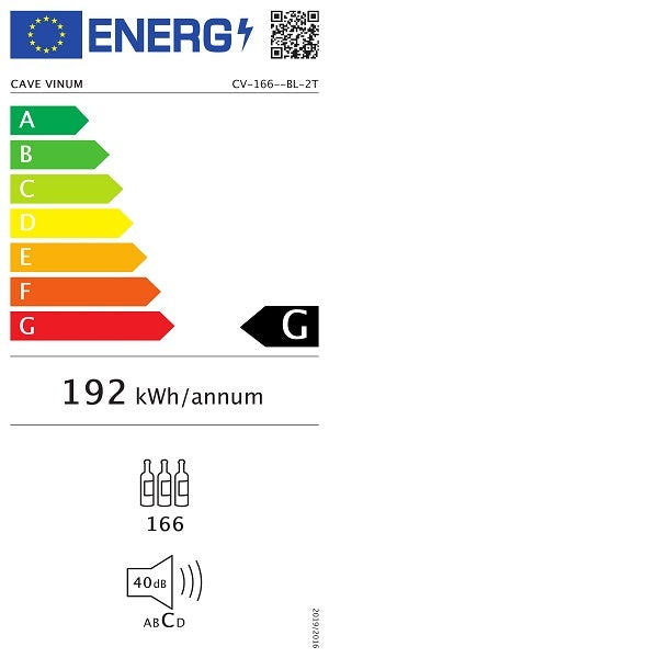 CAVE VINUM - VINOTECA PREMIUM DOBLE TEMPERATURA CV-166-BL-2T
