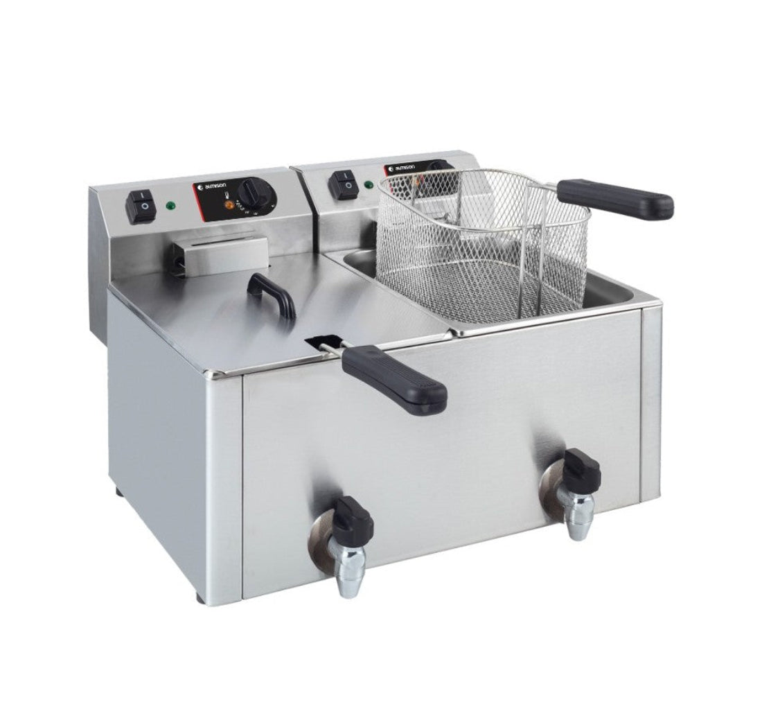 FREIDORA SOBREMESA ELÉCTRICA DOBLE CON GRIFO ALMFR7+7LCG 7+7LITROS