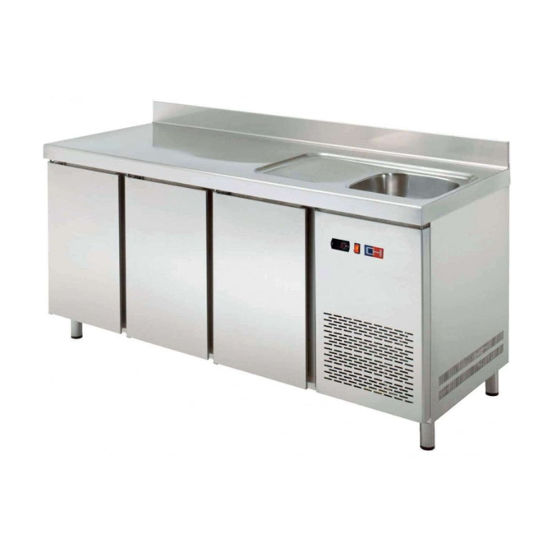 MESA SNACK REFRIGERADA CON FREGADERO 3 PUERTAS FONDO 600 DE 2017 X600 X850H MM CORDOBA MRCH-200F