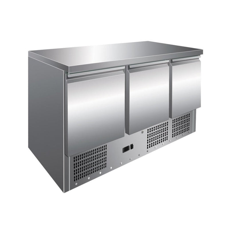 MESA GN1/1 3 PUERTAS REFRIGERADA COMPACTA DE 1365 X700 X860H MM PEKIN S903TOP