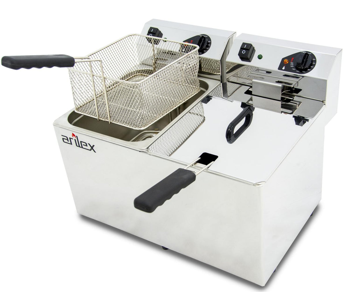 FREIDORA ELÉCTRICA EVOLUTION SIN GRIFO 10+10 LITROS CON CONTACTOR (3,5+3,5kw MONOFÁSICA) EVO1010