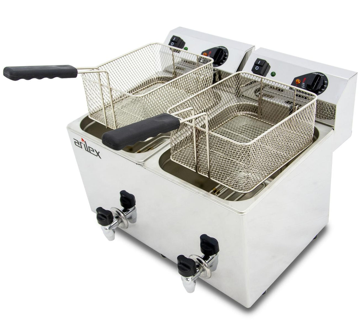 FREIDORA ELÉCTRICA EVOLUTION CON GRIFO 10+10 LITROS CON CONTACTOR (3,5+3,5kw MONOFÁSICA) EVO1010G