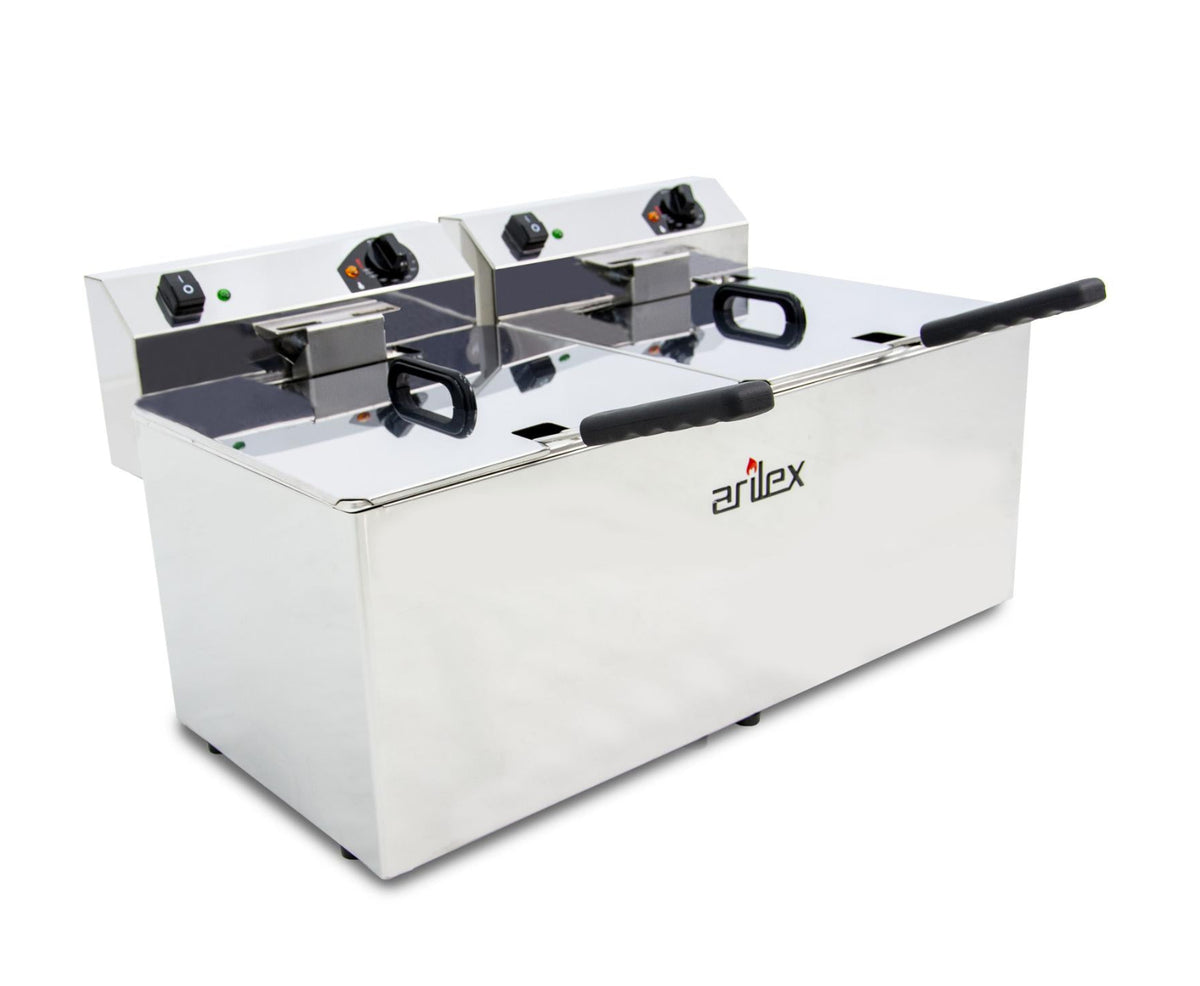FREIDORA ELÉCTRICA EVOLUTION SIN GRIFO 12+12 LITROS CON CONTACTOR (4,5+4,5kw MONOFÁSICA) EVO1212