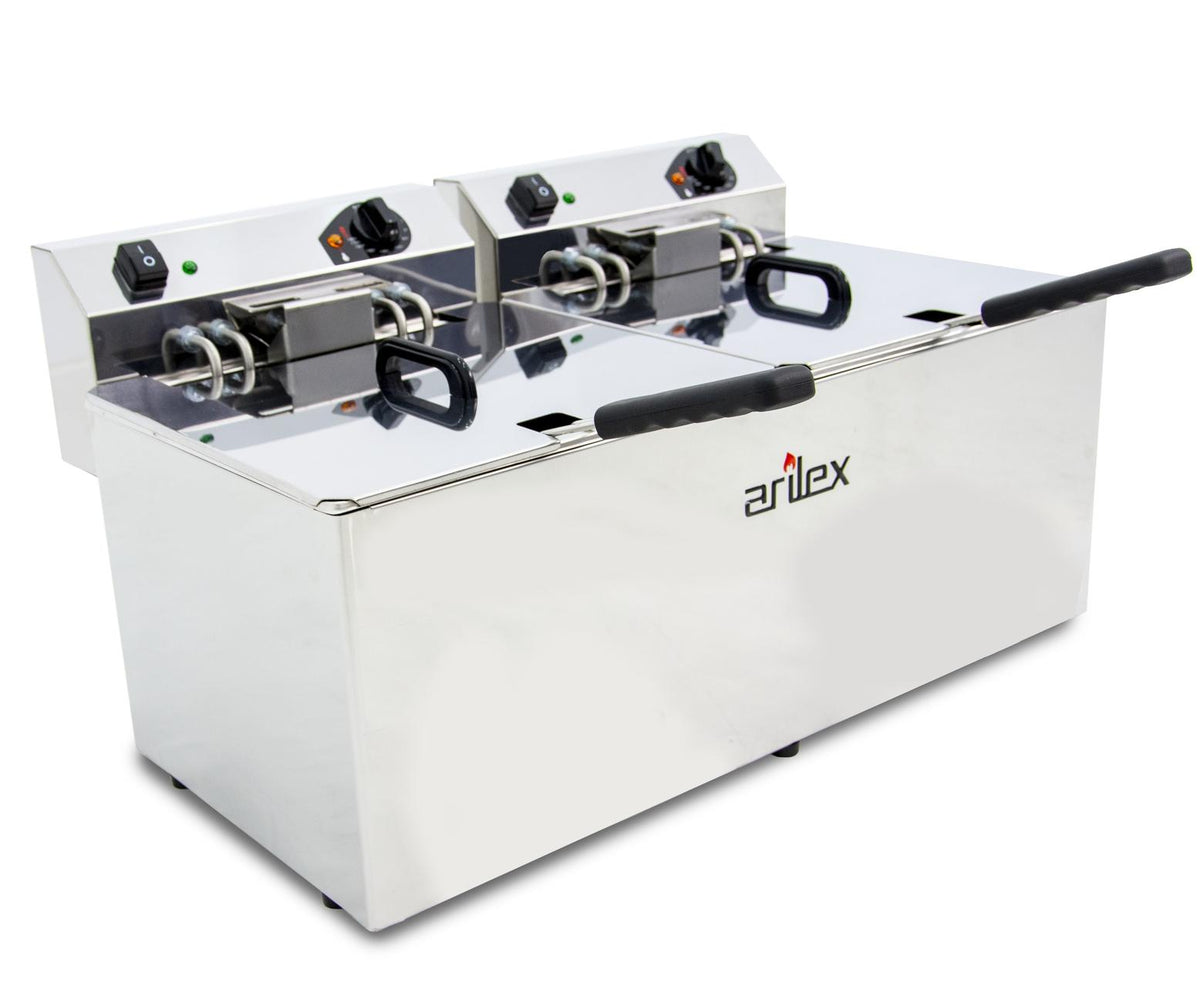 FREIDORA ELÉCTRICA EVOLUTION SIN GRIFO 12+12 LITROS CON CONTACTOR (7,5+7,5kw TRIFÁSICA) EVO1212TR