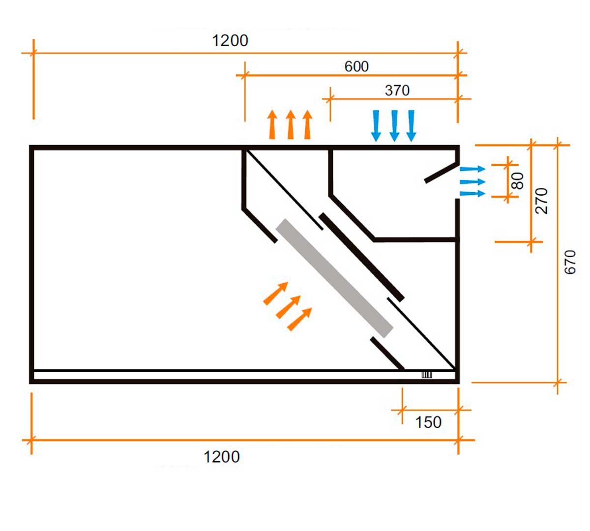 ALTEX - CAMPANA DE PARED REVERSIBLE COMPENSADA 120