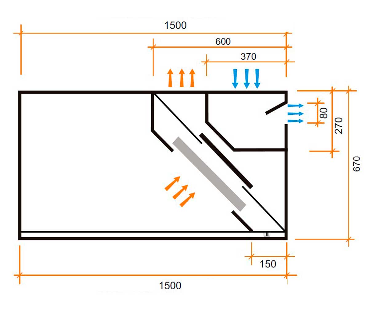 ALTEX - CAMPANA DE PARED REVERSIBLE COMPENSADA 150