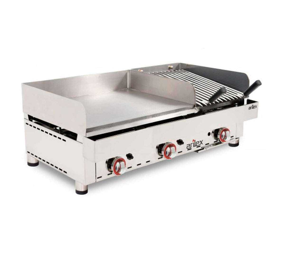 ARILEX - FRY TOP ACERO RECTIFICADO CON BARBACOA DE PIEDRA VOLCÁNICA 100FRYGRBN