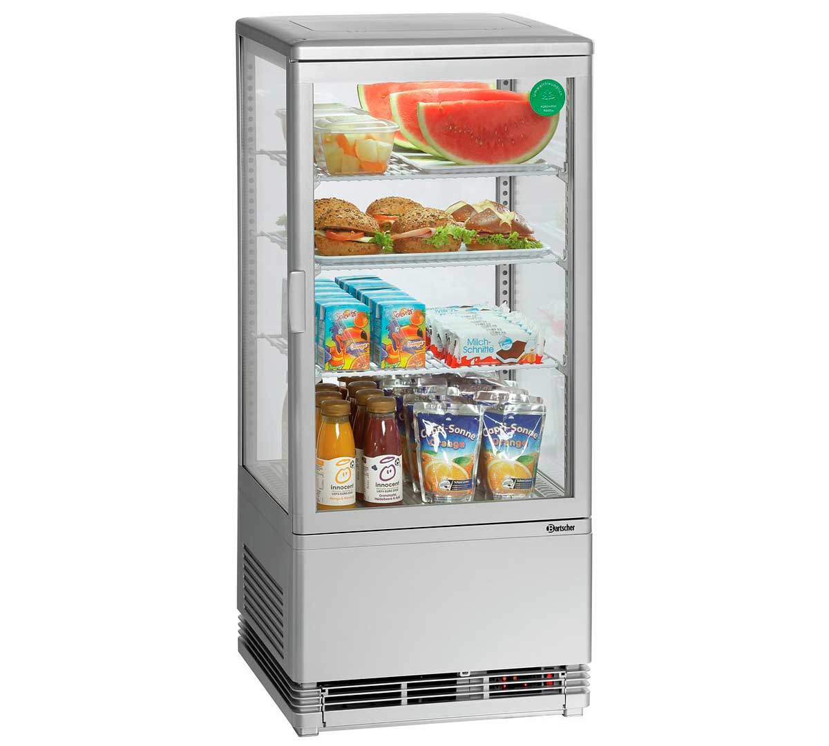 BARTSCHER - VITRINA EXPOSITORA PLATEADA REFRIGERADA - 3 ESTANTES