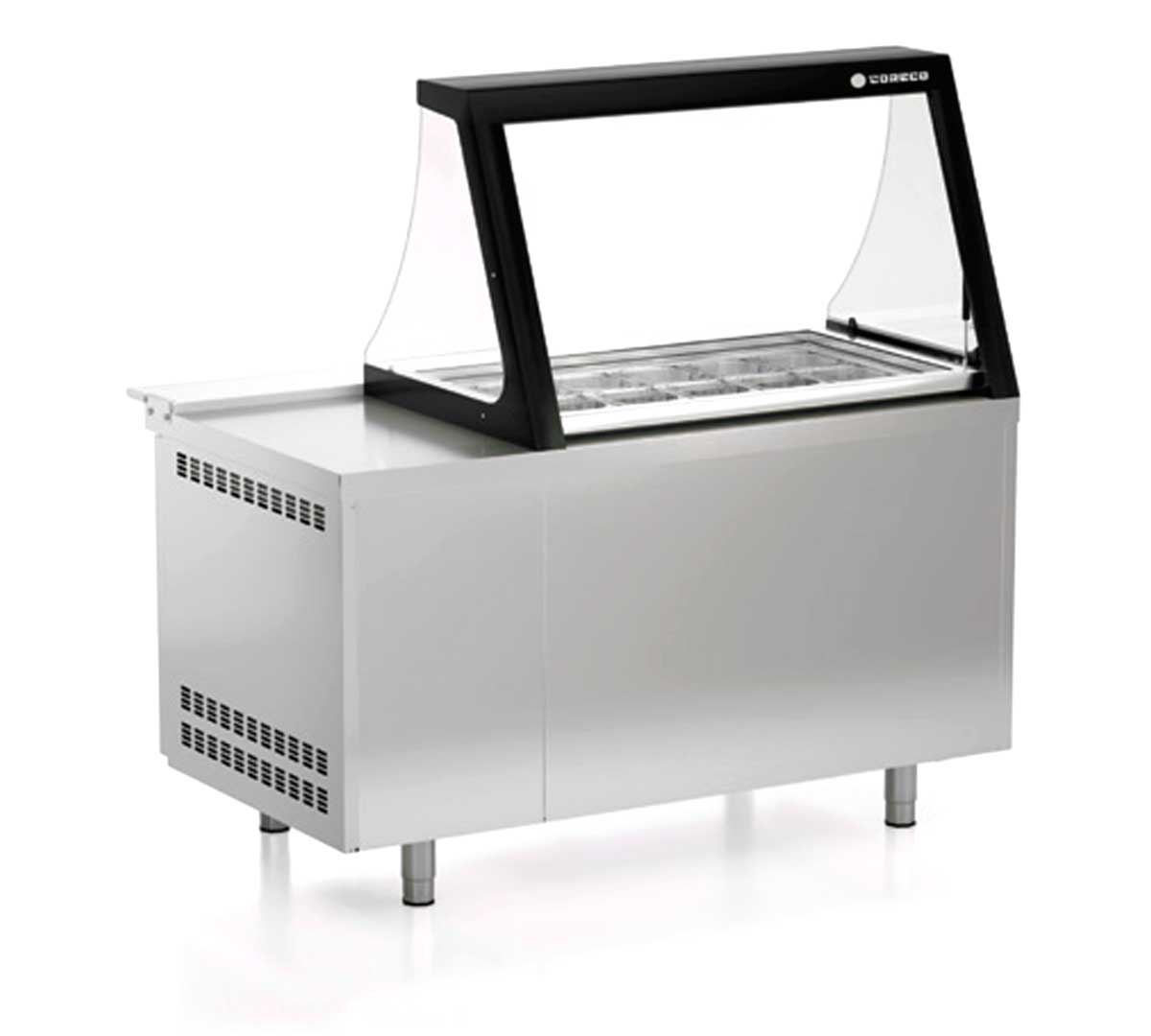 CORECO - MESA PREPARACIÓN CRISTAL ELEVABLE 2 PUERTAS PC80-150-15-LGL