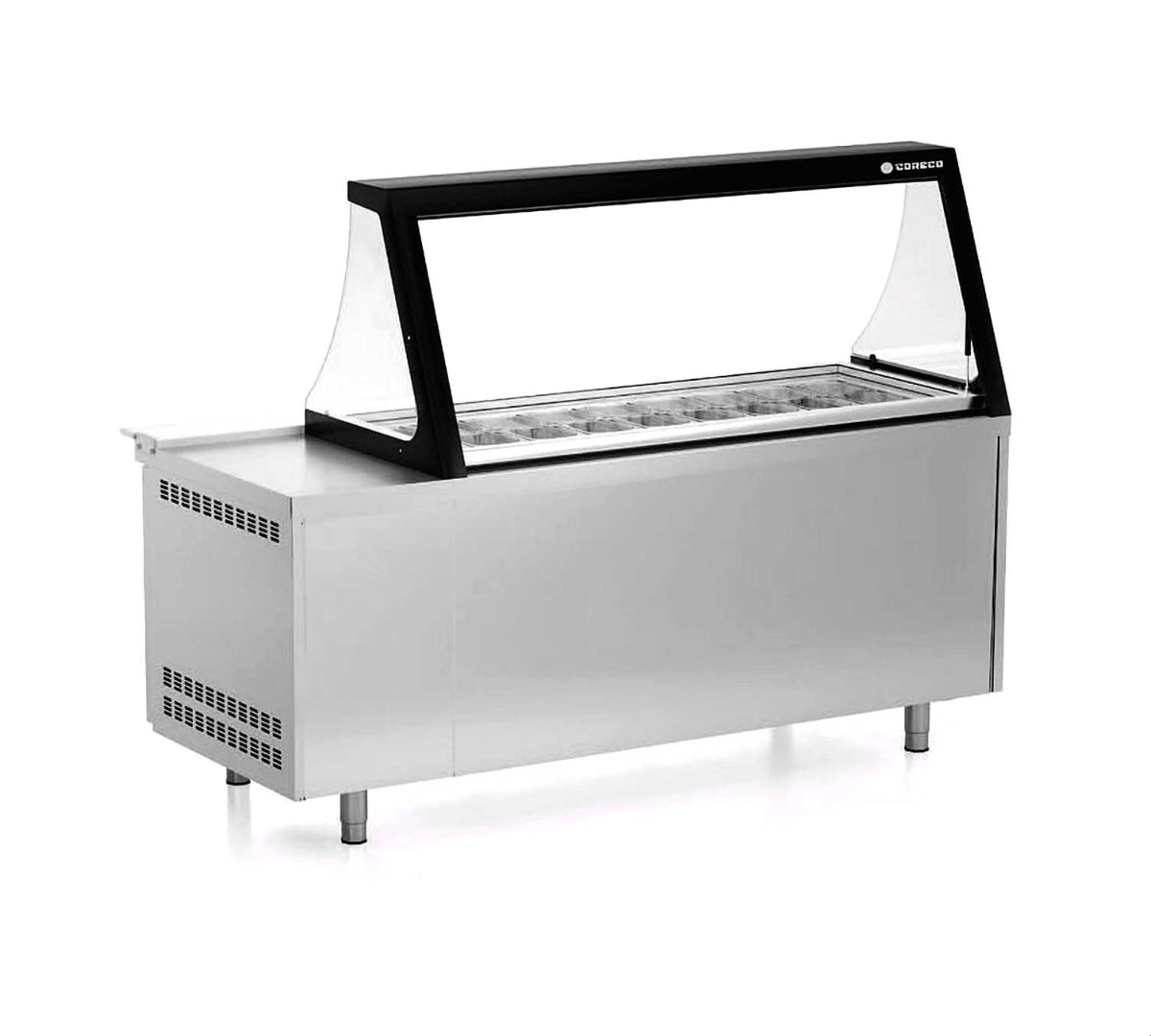 CORECO - MESA PREPARACIÓN CRISTAL ELEVABLE 3 PUERTAS PC80-220-27-LGL