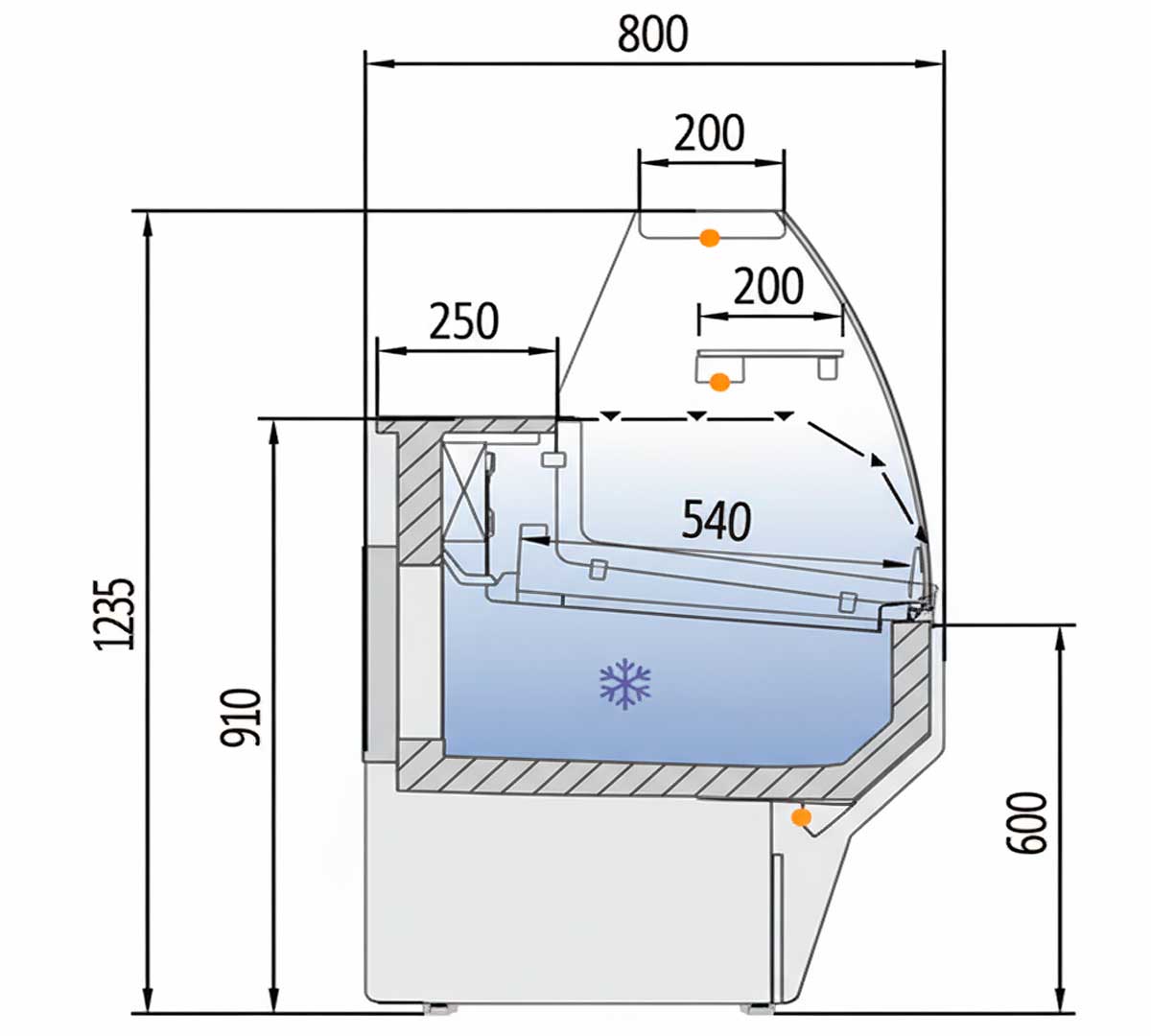 DOCRILUC - VITRINA EXPOSITORA VESPER VE-8-C