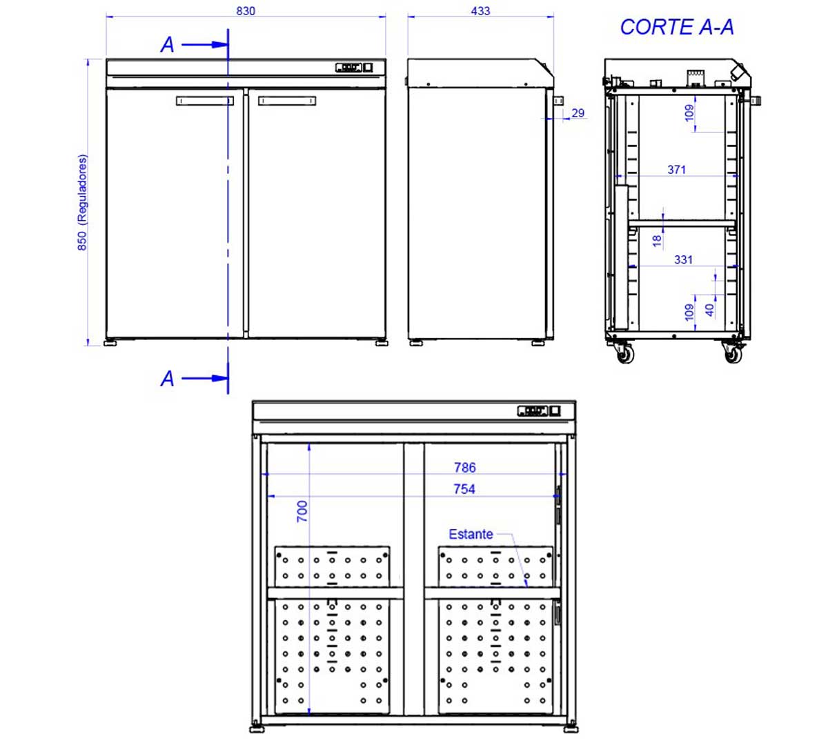 EDENOX - ARMARIO CALENTADOR DE PLATOS ACP-100 S1 - CAPACIDAD 100 A 120 PLATOS