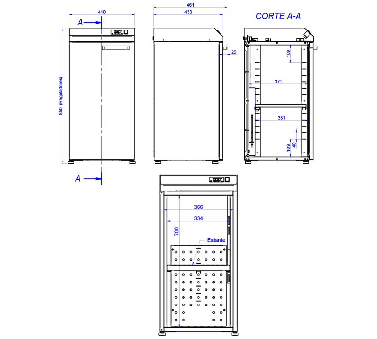 EDENOX - ARMARIO CALENTADOR DE PLATOS ACP-50 S1 - CAPACIDAD 50 A 60 PLATOS
