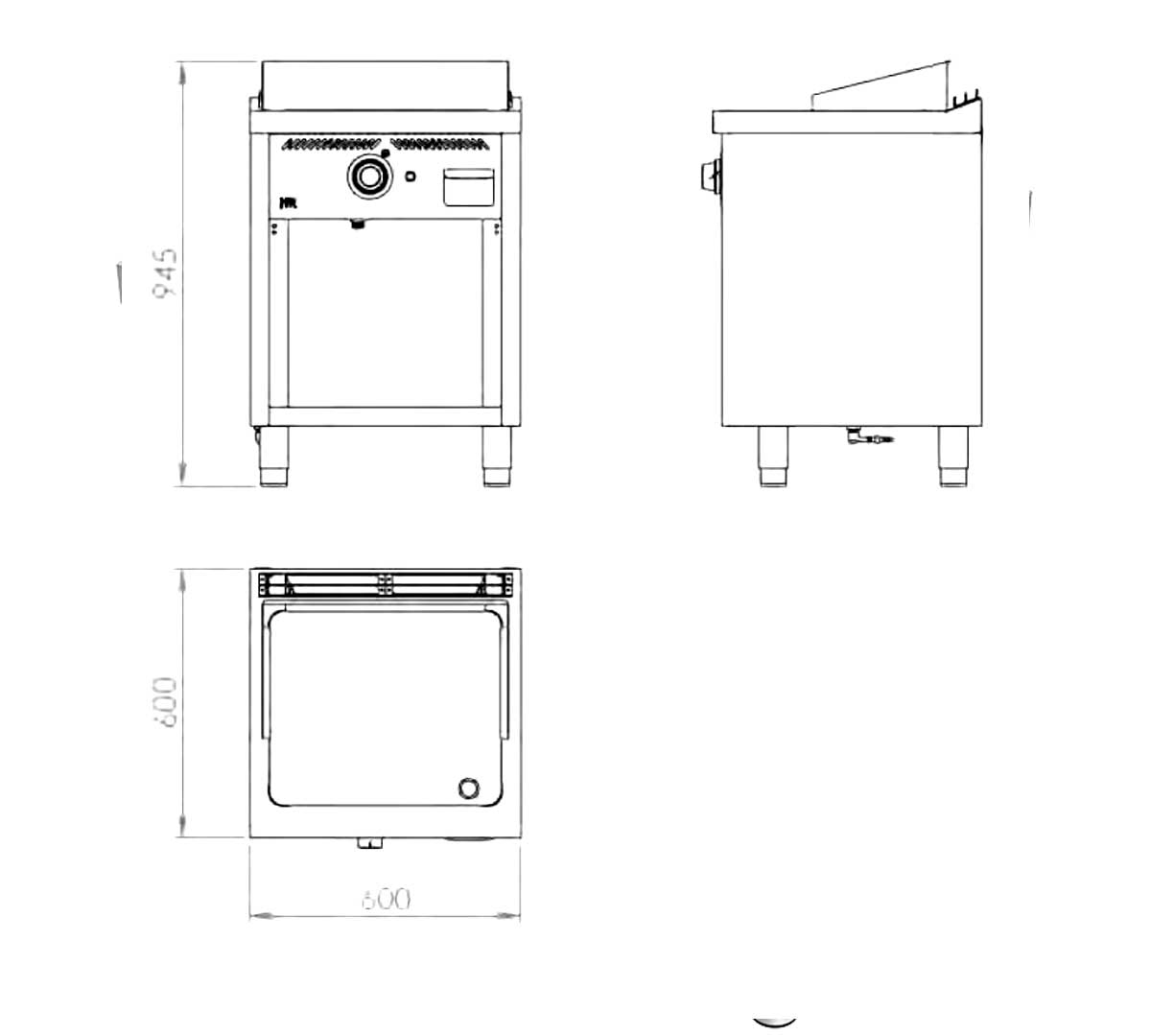 FAINCA HR - S600 FRY TOP DE ACERO DE PIE FT6006E