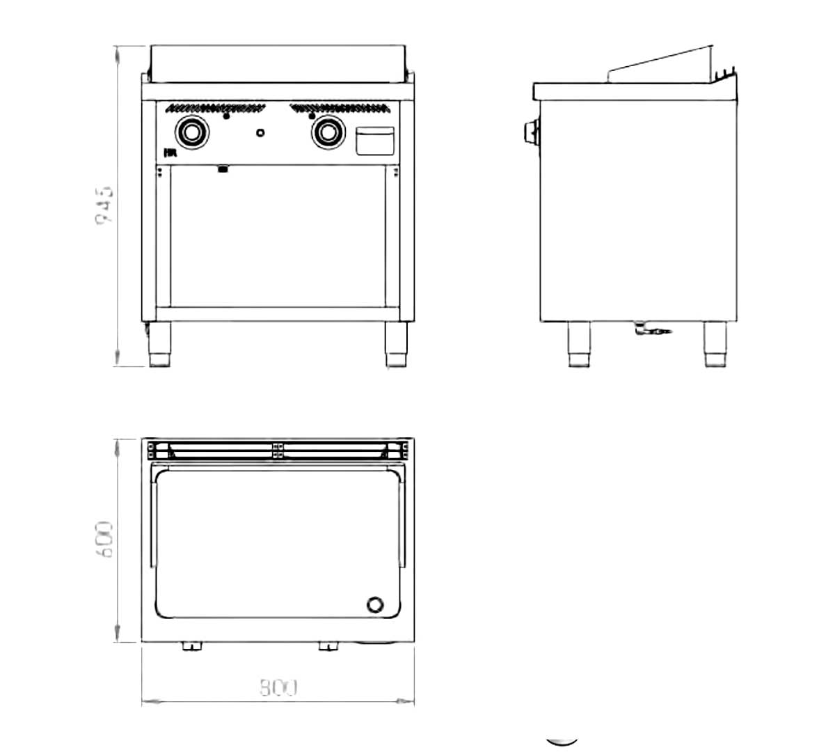 FAINCA HR - S600 FRY TOP DE ACERO DE PIE FT6008E