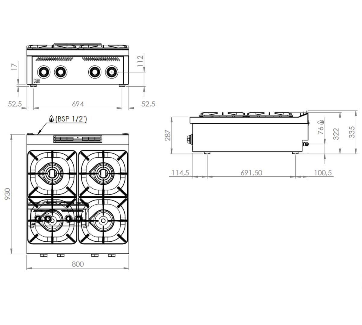FAINCA HR - S900 COCINA SOBREMESA C4F900S