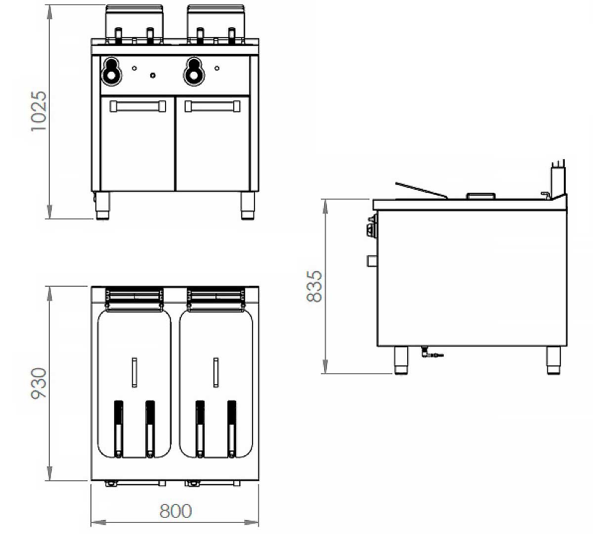 FAINCA HR - S900 FREIDORA A GAS CON ESTANTE FDG2020L