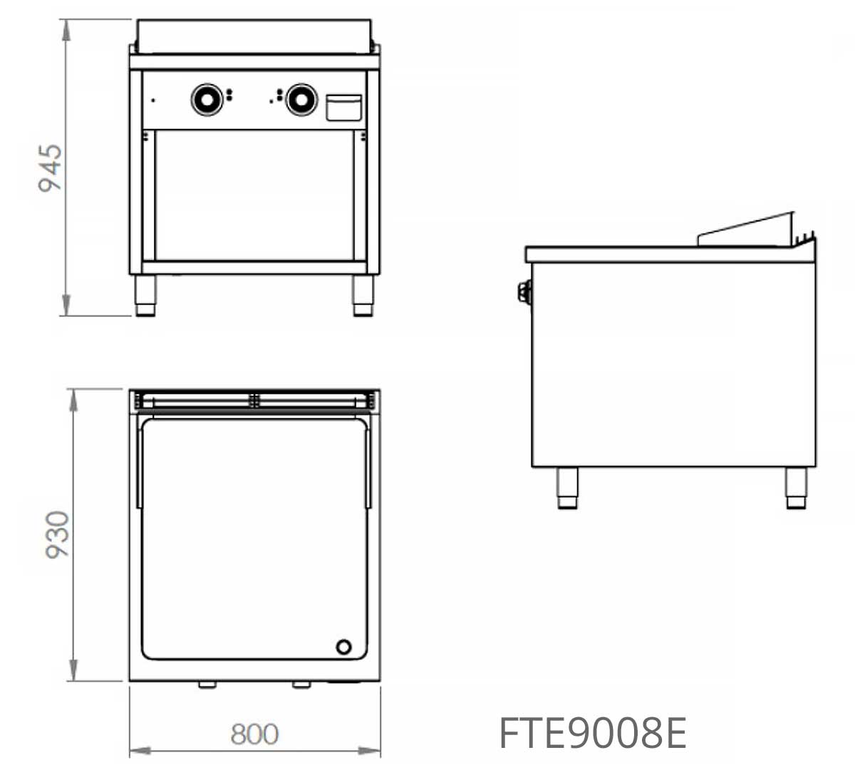 FAINCA HR - S900 FRY TOP ELÉCTRICO ACERO ESTANTE FTE9008E