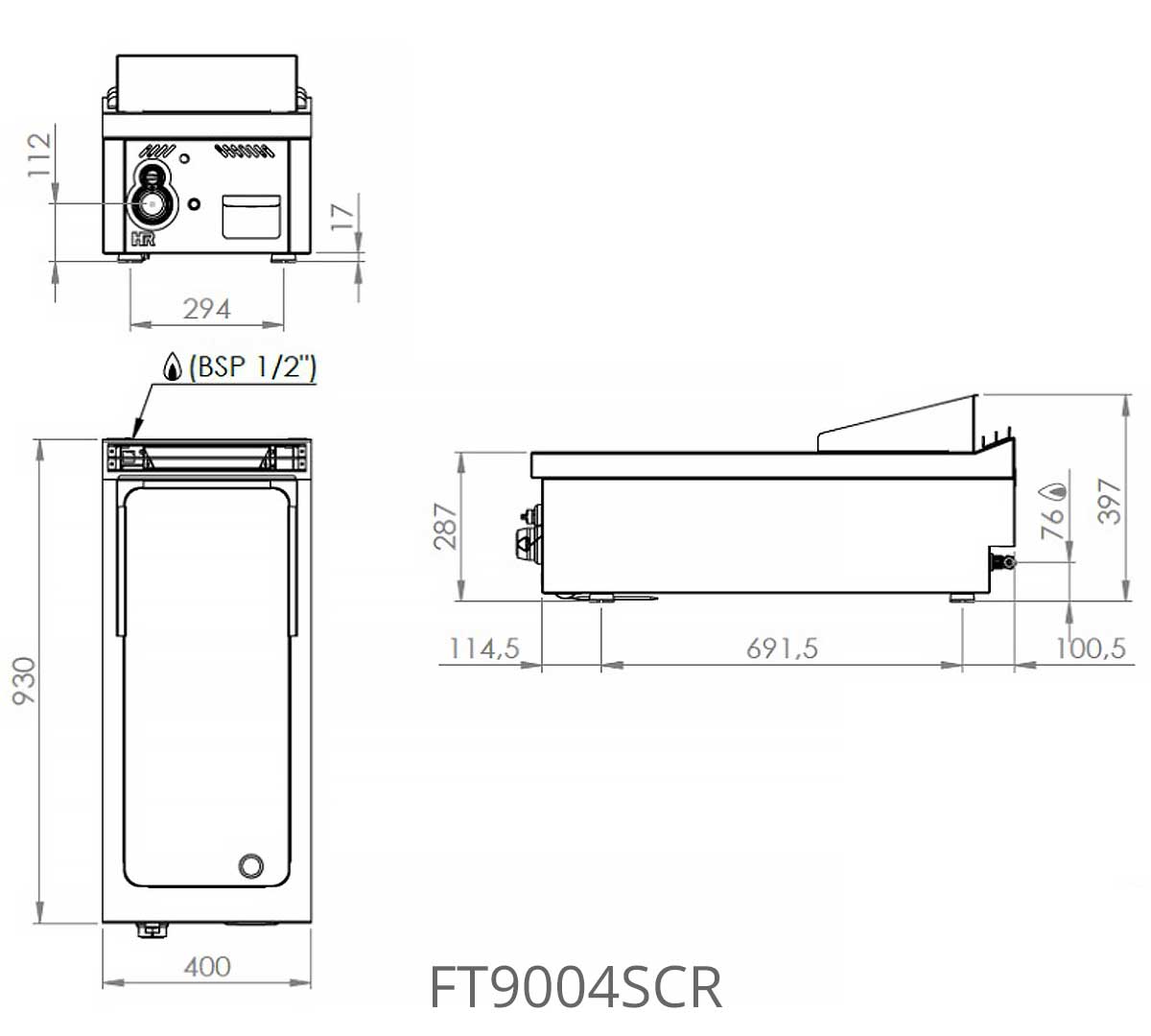 FAINCA HR - S900 FRY TOP CROMO SOBREMESA FT9004SCR