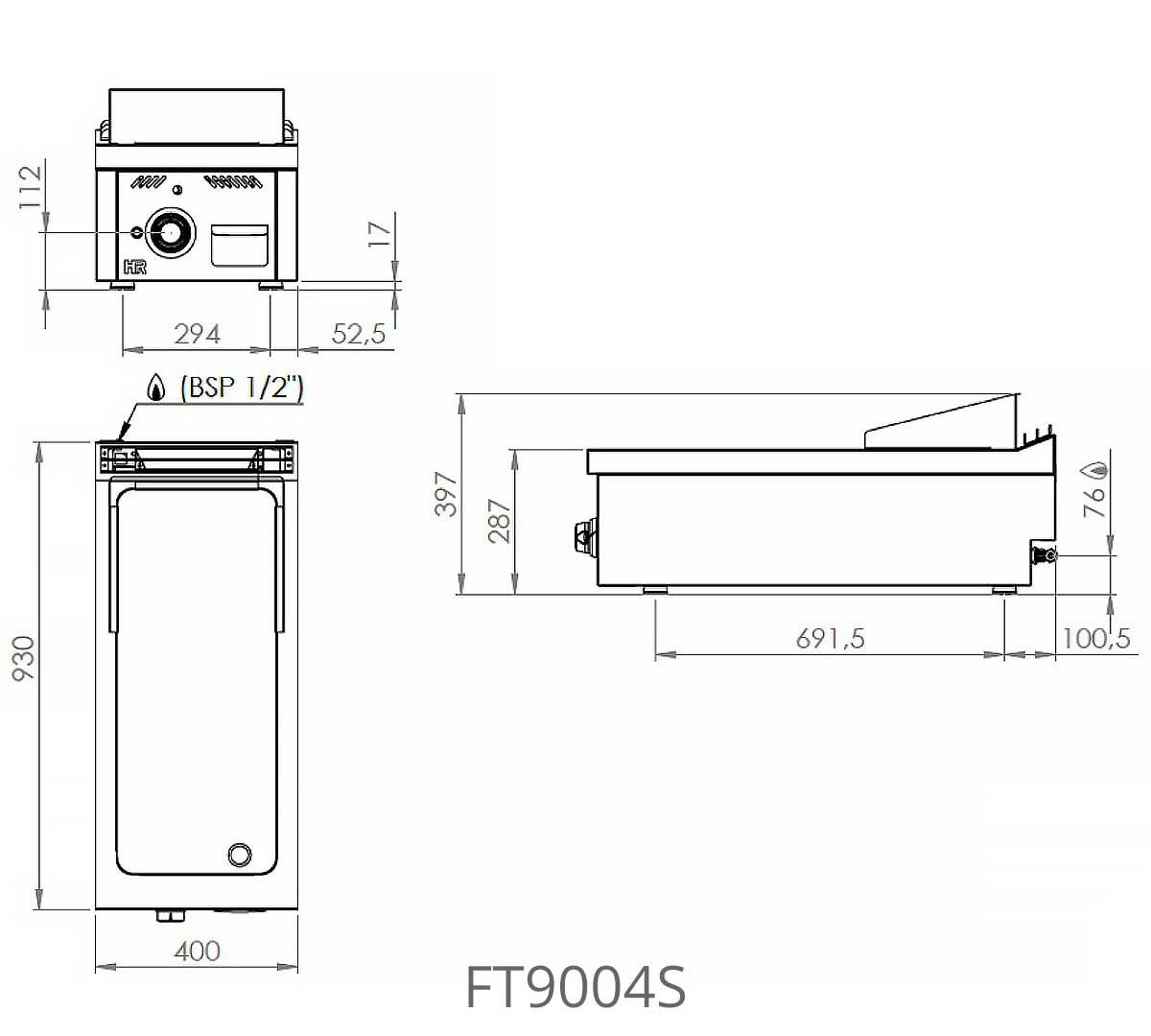 FAINCA HR - S900 FRY TOP ACERO SOBREMESA FT9004S