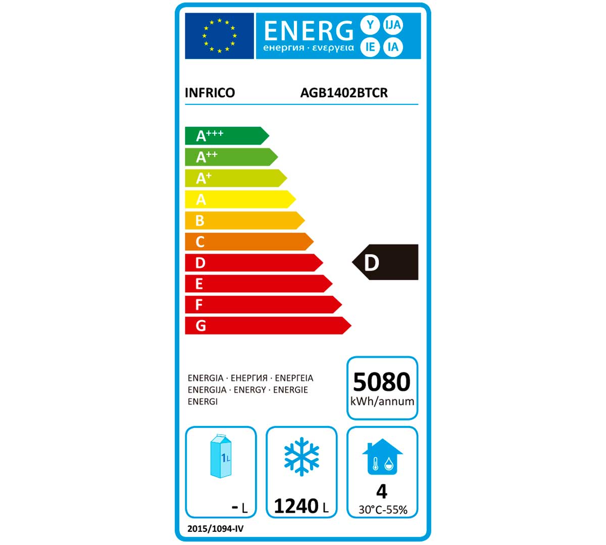 INFRICO - ARMARIO CONGELADOR GN 2/1 AGB 1402 BT