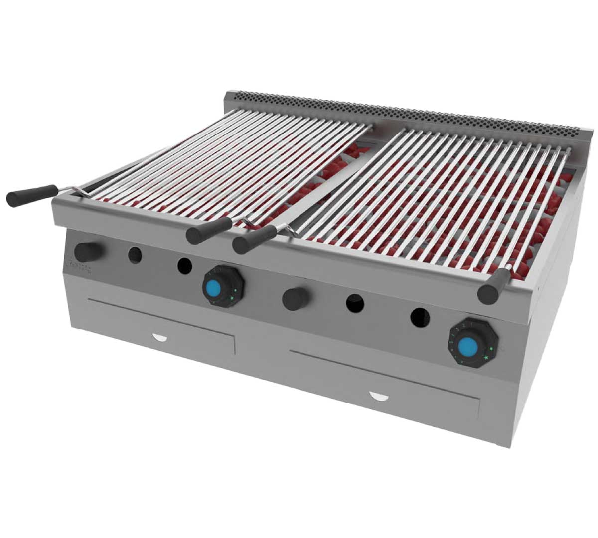 JEMI – SPLG60/2 PARRILLA A GAS PIEDRA VOLCÁNICA SERIE 600 SOBREMESA – 4 QUEMADORES