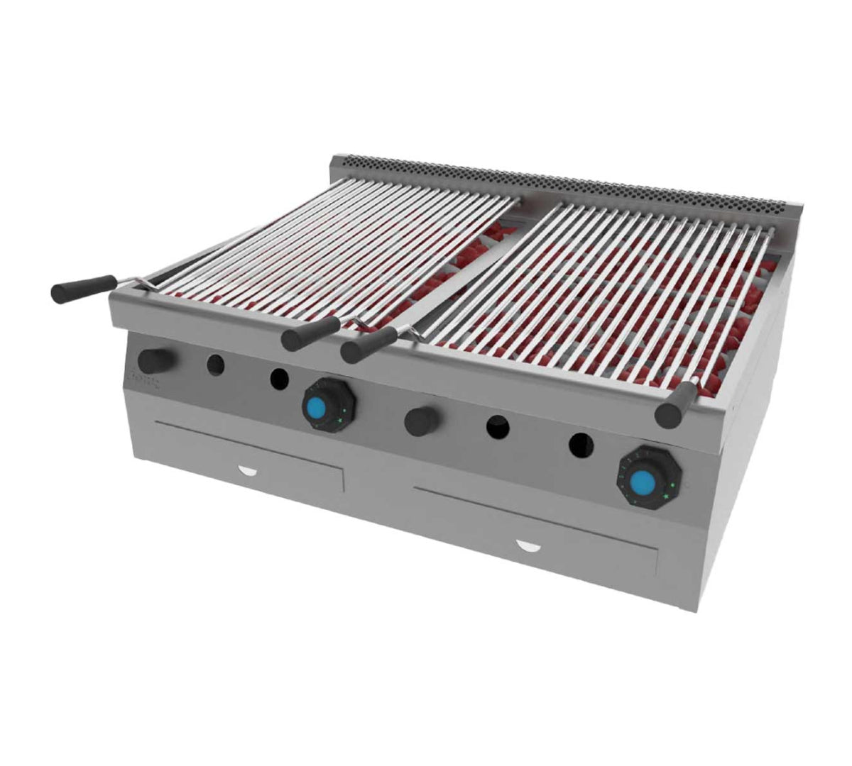 JEMI – SPLG60/2 PARRILLA A GAS PIEDRA VOLCÁNICA SERIE 600 SOBREMESA – 4 QUEMADORES