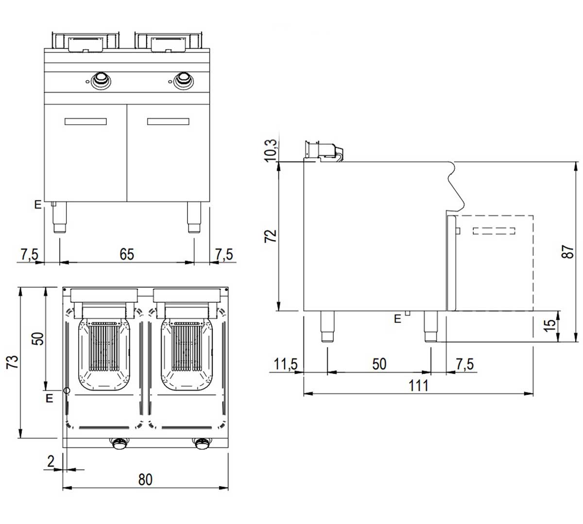 SAVEMAH - S700 FREIDORA A GAS SV 78 MUEBLE