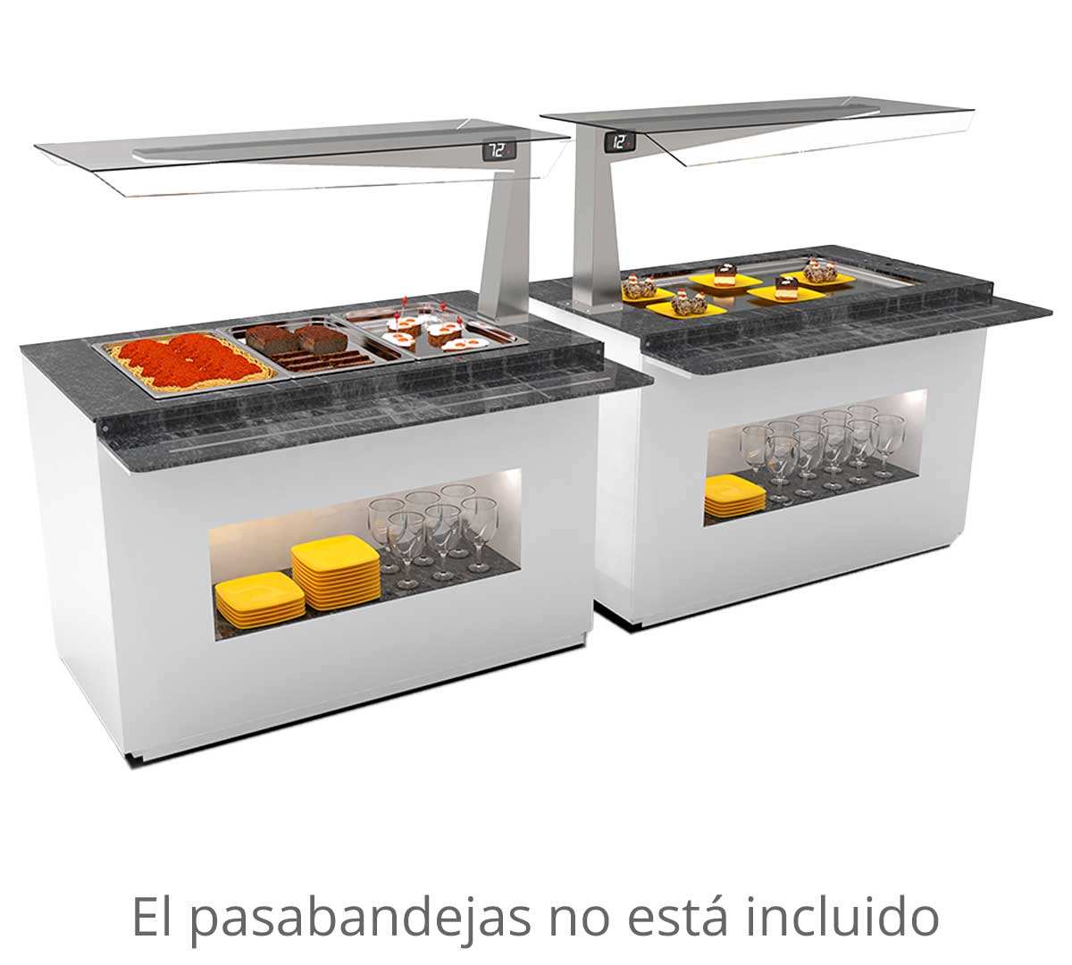 SAYL - BUFFET LINE MÓDULO CON ANTIESPUTO ISLAND BUFFET PLACA CALIENTE SAHARA