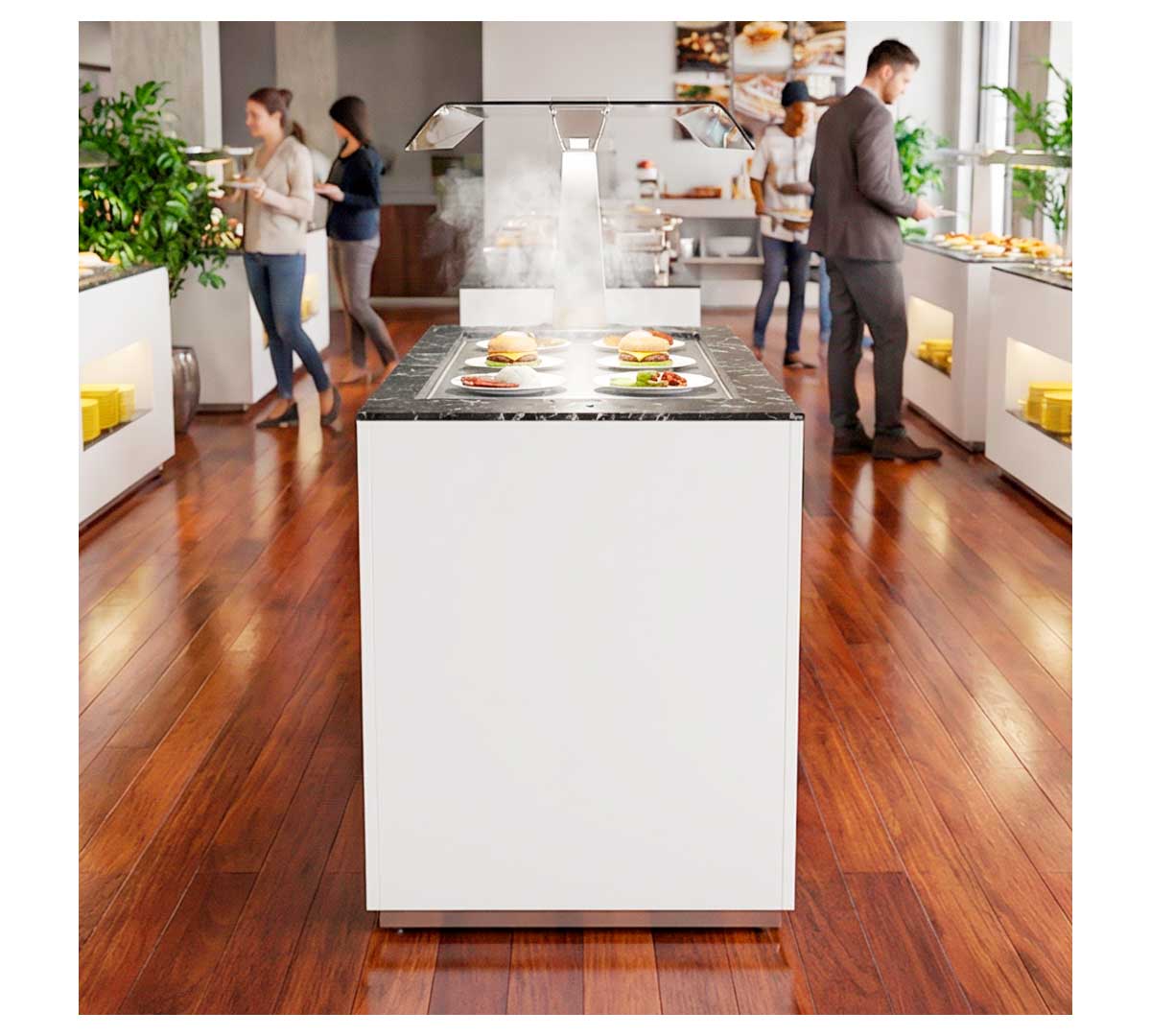 SAYL - BUFFET LINE MÓDULO CON ANTIESPUTO ISLAND BUFFET PLACA CALIENTE SAHARA