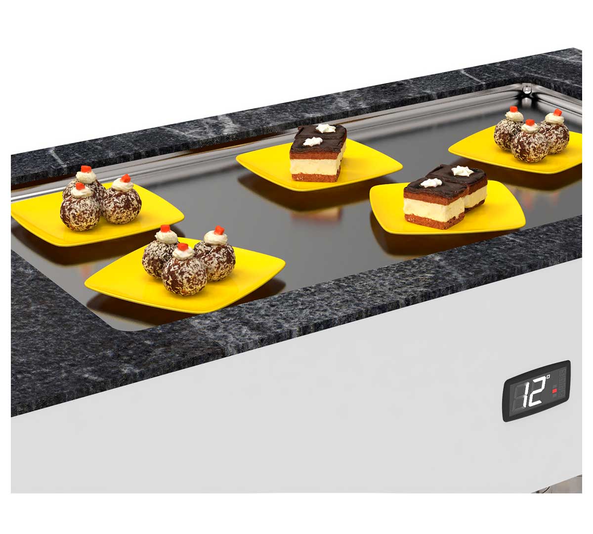 SAYL - BUFFET LINE MÓDULO CON ANTIESPUTO ISLAND BUFFET PLACA FRÍA CON BANDEJAS