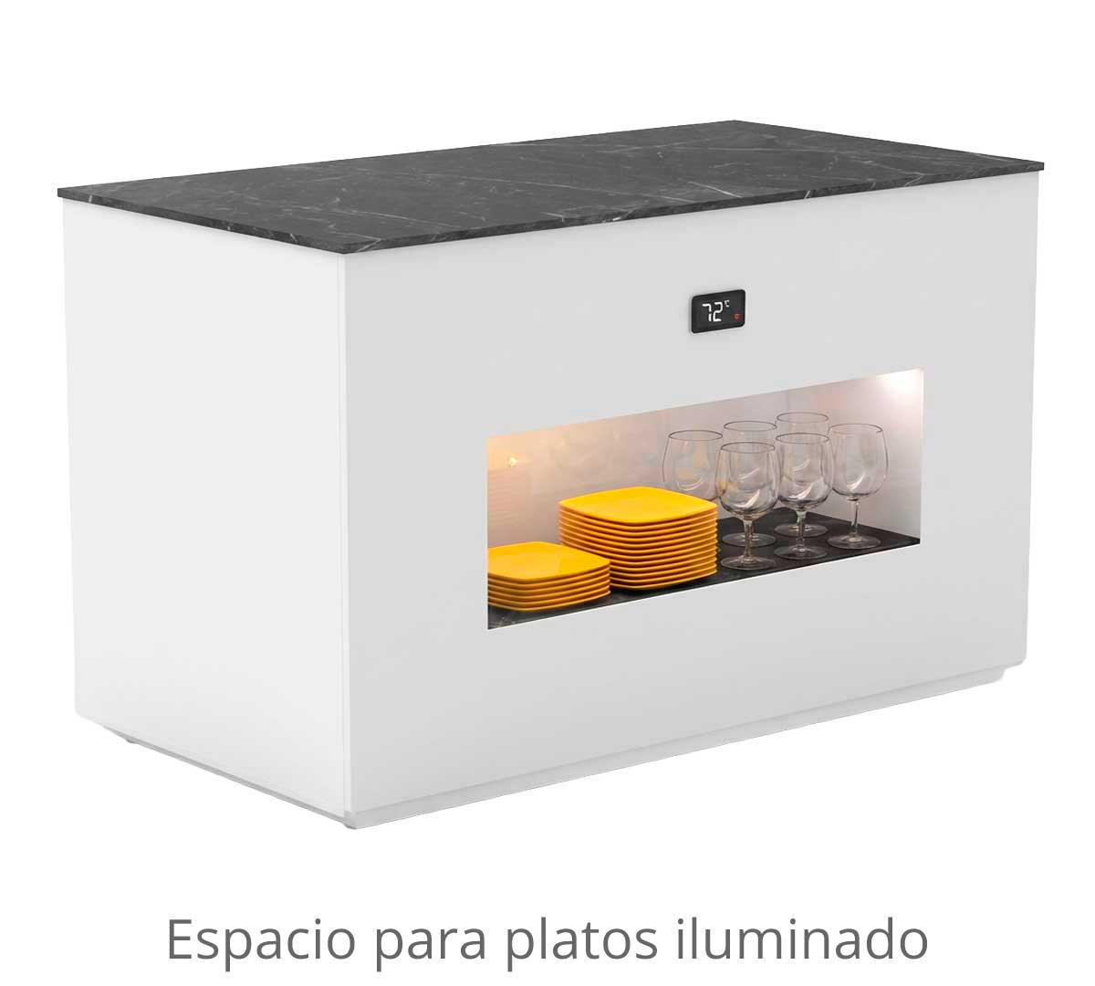 SAYL - BUFFET LINE MÓDULO CON ANTIESPUTO ISLAND BUFFET PLACA FRÍA CON BANDEJAS