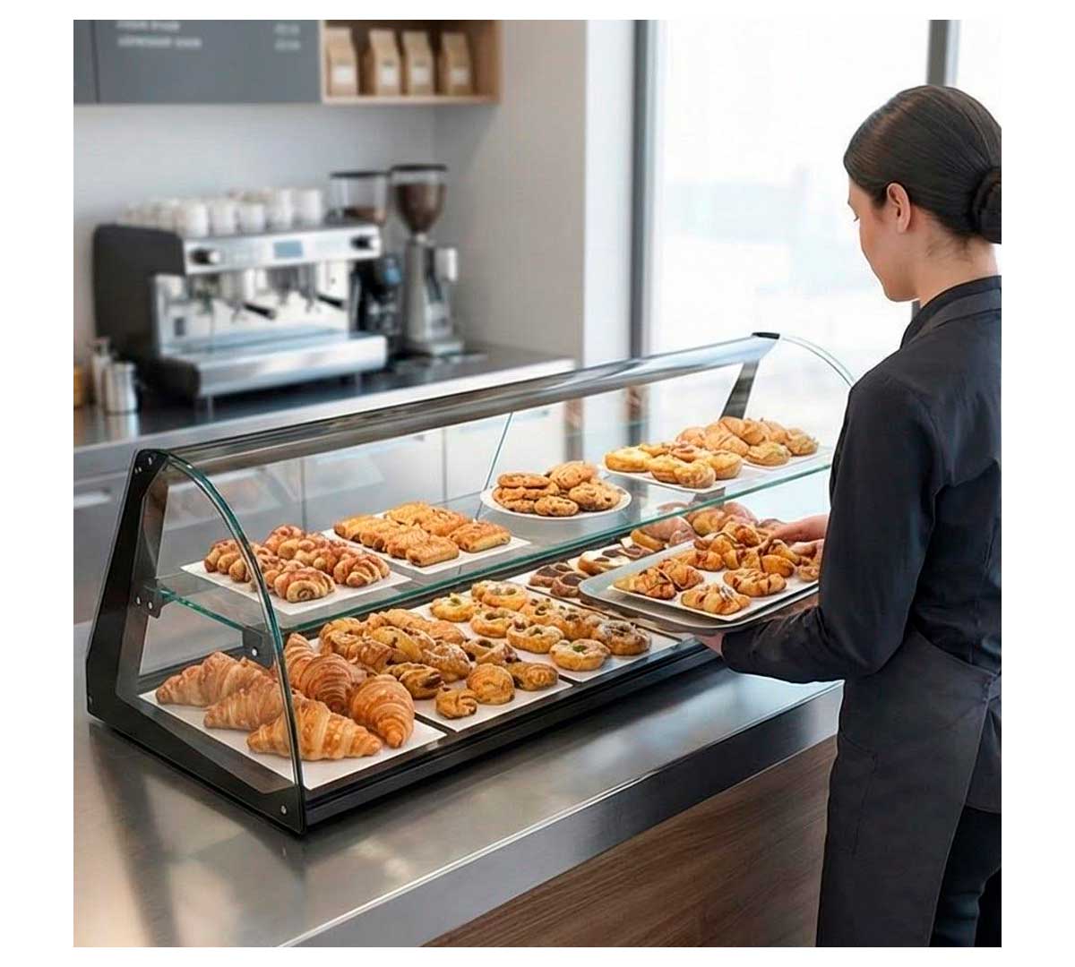 SAYL - VITRINA NEUTRA CRISTAL CURVADO CON ESTANTE