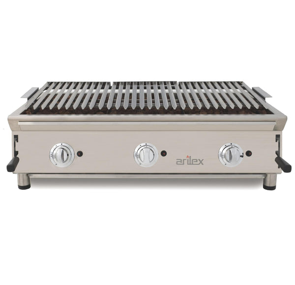 ARILEX - BARBACOA A GAS 100cm PIEDRA VOLCÁNICA CON PARRILLA INOXIDABLE REGULABLE EN 3 ALTURAS LÍNEA 600 100BAR
