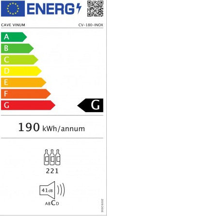 CAVE VINUM - VINOTECA MONO-TEMPERATURA 180 BOTELLAS CV-180-N