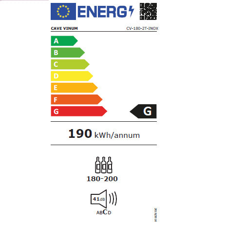 CAVE VINUM - VINOTECA DOBLE TEMPERATURA 180 BOTELLAS CV-180-N-2T