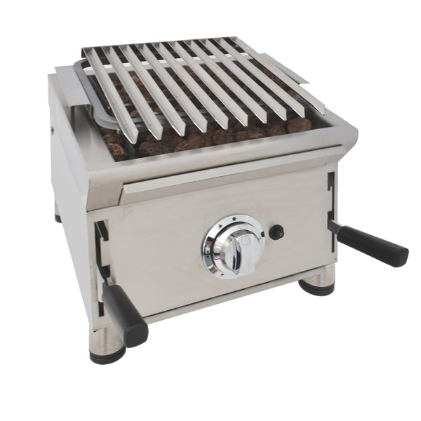 ARILEX - BARBACOA A GAS 40cm PIEDRA VOLCÁNICA CON PARRILLA INOXIDABLE REGULABLE EN 3 ALTURAS LÍNEA 600 40BAR