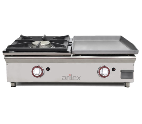 ARILEX - PLANCHA A GAS 40cm EN ACERO LAMINADO 6mm + FOGÓN 6Kw 80PGLFN