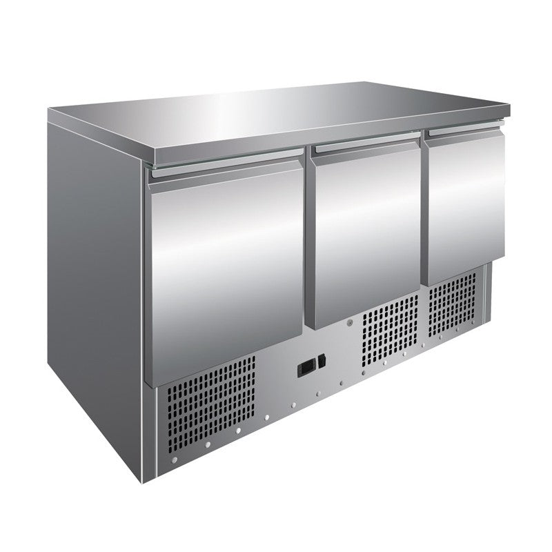 MESA GN1/1 3 PUERTAS REFRIGERADA COMPACTA DE 1365 X700 X860H MM PEKIN S903TOP