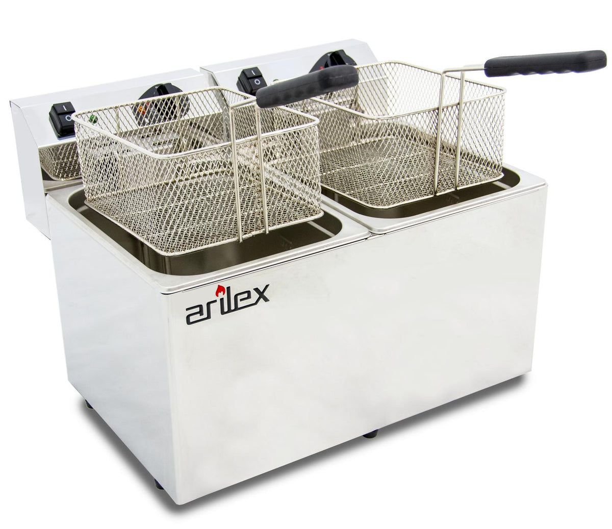 FREIDORA ELÉCTRICA EVOLUTION CON GRIFO 10+10 LITROS CON CONTACTOR (3,5+3,5kw MONOFÁSICA) EVO1010G