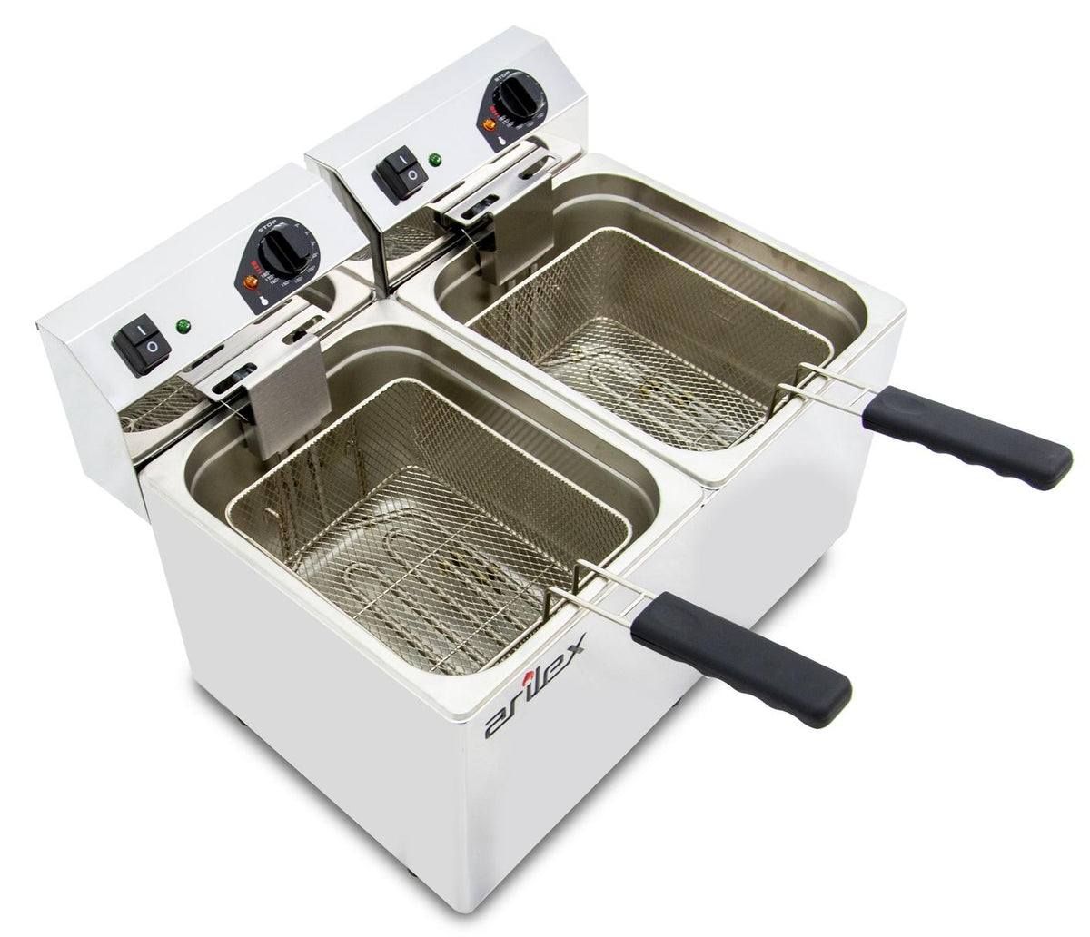 FREIDORA ELÉCTRICA EVOLUTION SIN GRIFO 10+10 LITROS CON CONTACTOR (3,5+3,5kw MONOFÁSICA) EVO1010