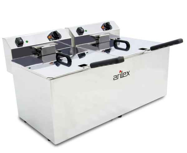 ARILEX - FREIDORA ELÉCTRICA EVOLUTION SIN GRIFO 12+12 LITROS CON CONTACTOR (4,5+4,5kw MONOFÁSICA) EVO1212