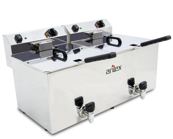 ARILEX - FREIDORA ELÉCTRICA EVOLUTION CON GRIFO 12+12 LITROS CON CONTACTOR (4,5+4,5kw MONOFÁSICA) EVO1212G