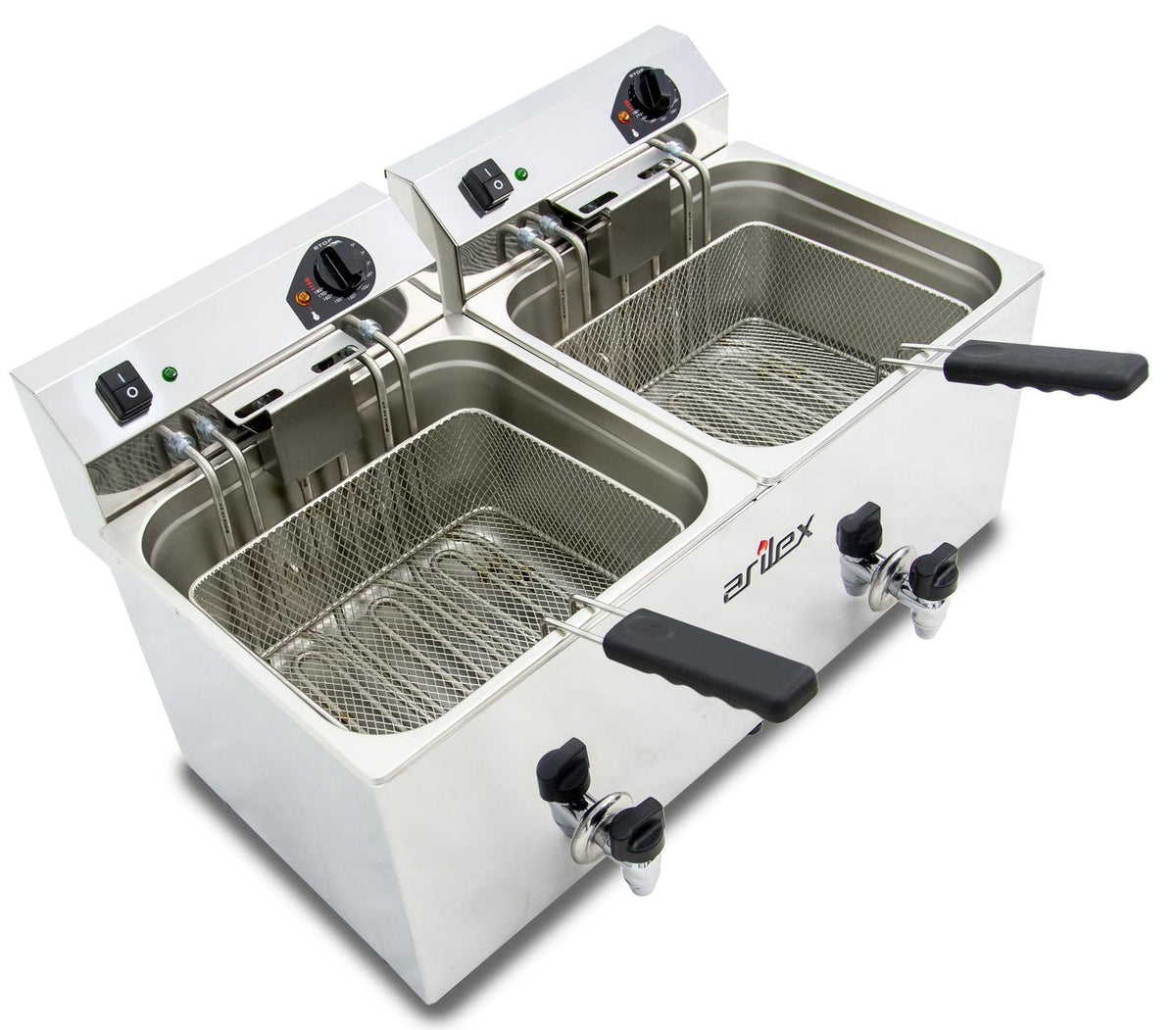 FREIDORA ELÉCTRICA EVOLUTION CON GRIFO 12+12 LITROS CON CONTACTOR (7,5+7,5kw TRIFÁSICA) EVO1212GTR