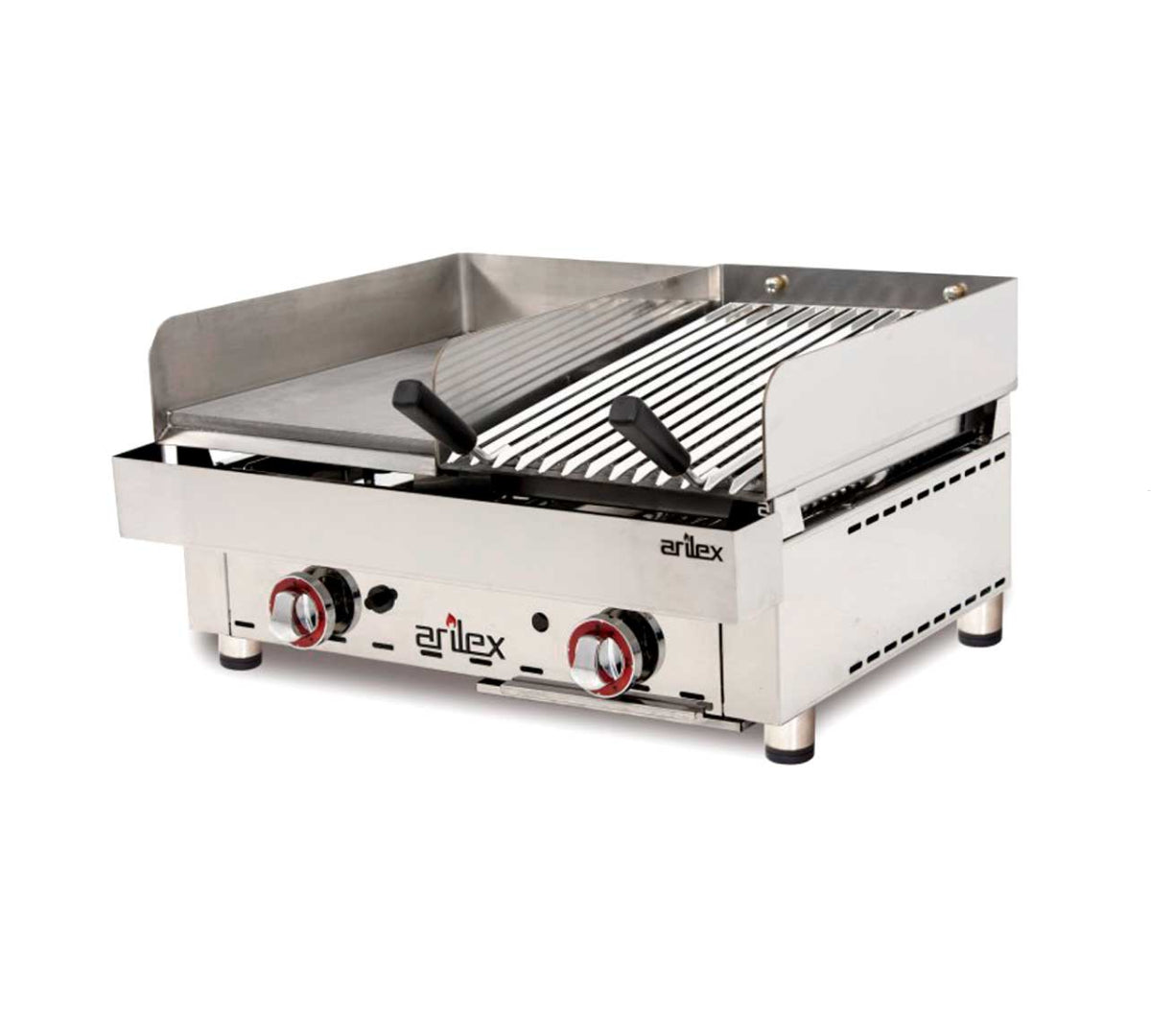 ARILEX - FRY TOP ACERO RECTIFICADO CON BARBACOA DE PIEDRA VOLCÁNICA 70FRYGRBN