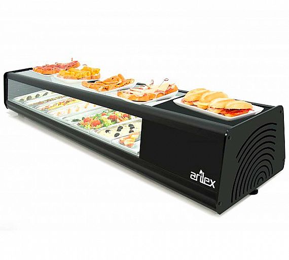Arilex Vitrina Refrigerada de Tapas Plana 4VTG - Capacidad 4 Bandejas GN 1/3