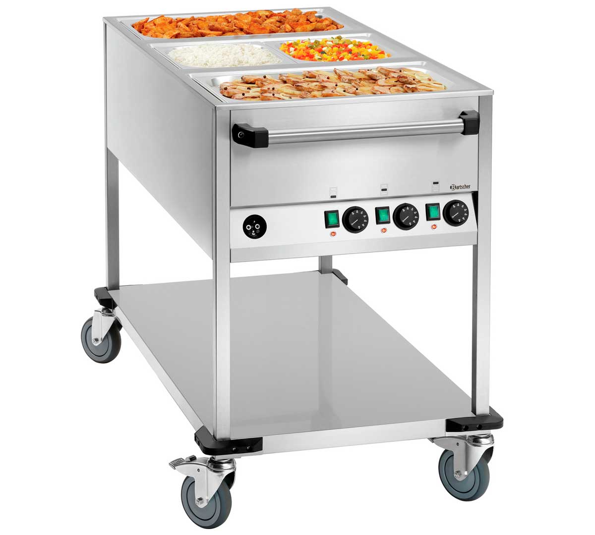 BARTSCHER - CARRO BAÑO MARÍA CON GRIFO WB3110 - 3 CUBETAS GN 1/1