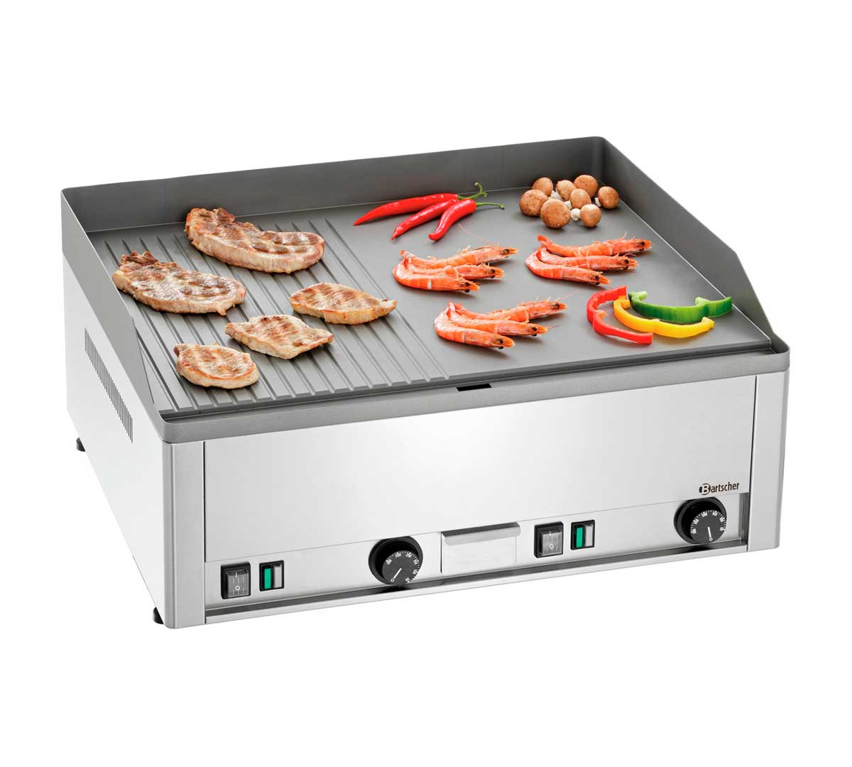 BARTSCHER - PLANCHA FRY TOP DE ACERO PLACA MIXTA GDP 650E GR ELÉCTRICA - FONDO 58 CM - 6KW