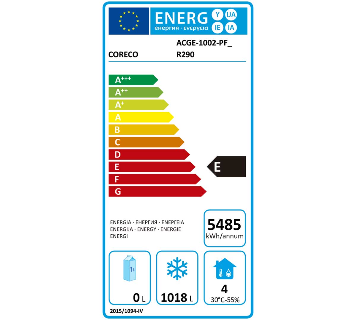CORECO - ARMARIO CONGELADOR GN 2/1 ACGE-1002